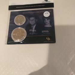 J.f. Kennedy Dollar And Jacquelin Medal Set Encapsulated Issued By Us Mint 2015