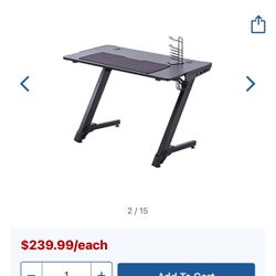 RS Gaming™ Venno 45"W Gaming Computer Desk, Black