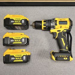 20V Brushless Cordless Drill Kit – (3) 20v 8.0Ah Batteries (DeWALT Compatible)
