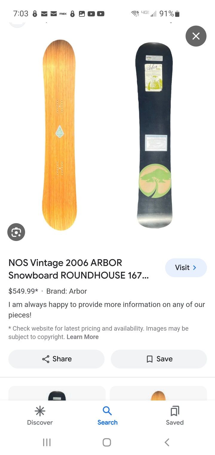 NOS Arbor Roundhouse Snowboard