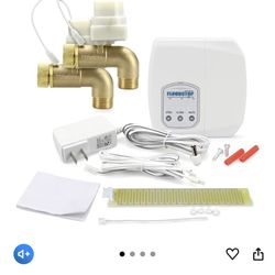 FloodStop Washing Machine Leak Detector Kit with Automatic Water Shut-Off and Visual/Audible Alarms, 3/4" 90deg, Hot & Cold Valves
