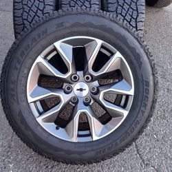 2026 OEM ORIGINAL TAKEOFFS CHEVY SILVERADO RST 20 INCH HAVE TPMS SENSORS TIRES ROCKY MOUNTAIN ALL-TERRAN NEW 99.99 % DOT 4025 $ 1499 