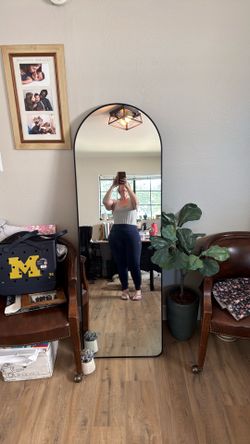 Large arch mirror black trim