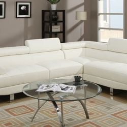 WHITE BONDED LEATHER SECTIONAL (p7320) $699