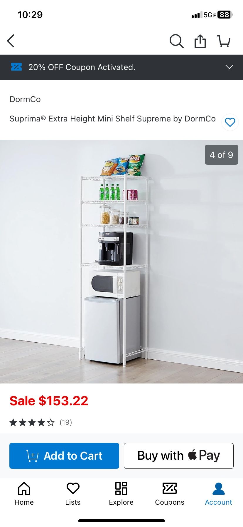 Suprima® Extra Height Mini Shelf Over Dorm Mini Fridge