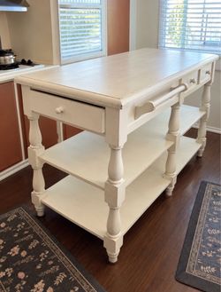 Large Solid Wood Farmhouse Kitchen Island – Heavy & Sturdy