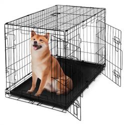 36” Black Wire Dog Crate with Tray