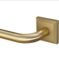 Brushed Gold Curtain Rods for Windows 48-90 Inch (4-7.5 ft), Heavy Duty Wrap Around Blackout Curtain Rod, Adjustable Room Darkening Drapery Rod for Be