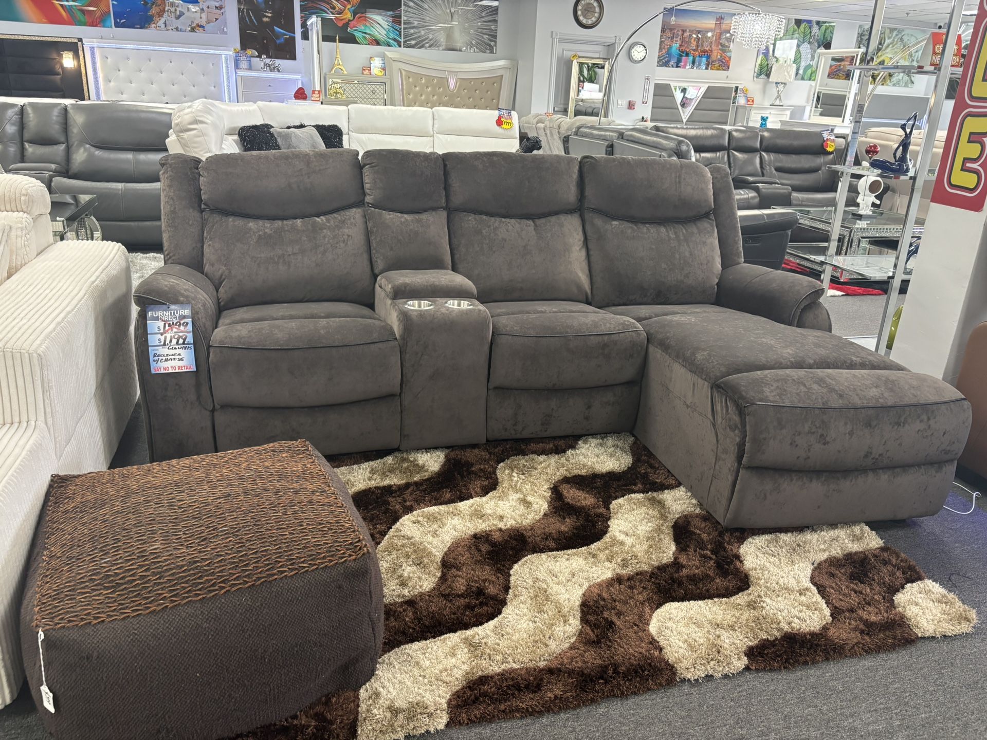 Brown Microfiber L-Shaped Sectional Couch (furniture Delivery) For Sale 30% Off