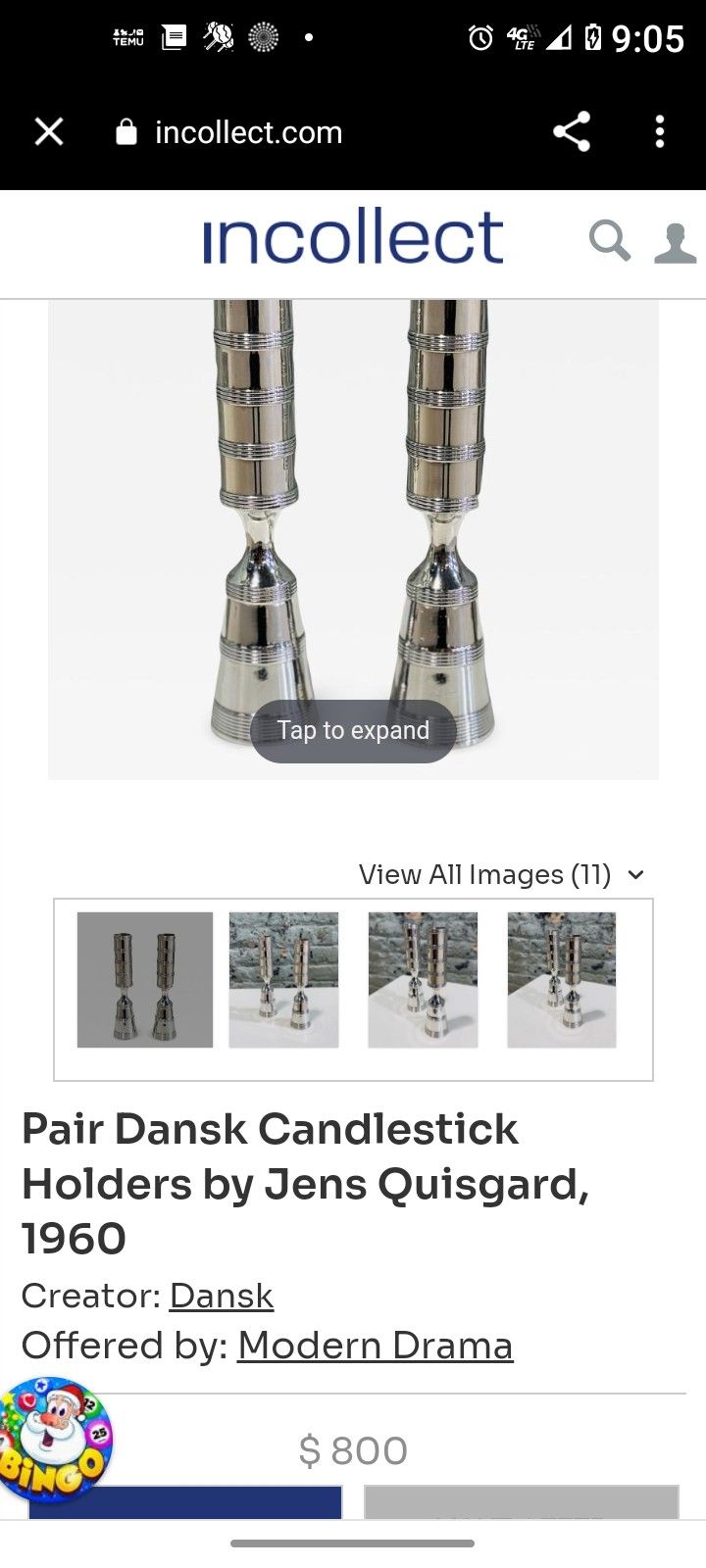 Dansk Sterling Silver Candle Holders 