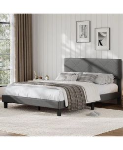Upholstered Twin Bed & Serta Mattress