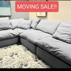 Grey Cloud Couch Modular Sectional Sofa 