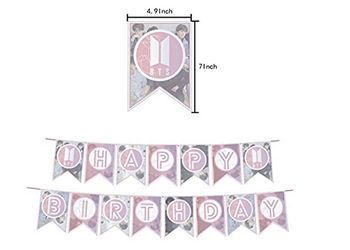 BTS Birthday Party Supplies: Banner - Cake Topper - 21 Cupcake Toppers