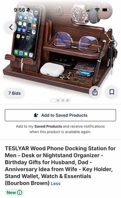 TESLYAR Wood Phone Docking Station Desk Organizer