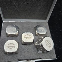 Harley Davidson Roadhog Dice Set Brushed Metal MIB New 66911 Official License 