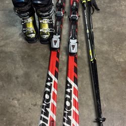 Atomic Skis 152 Cm With Bindings And Boots Size 8, 9, 