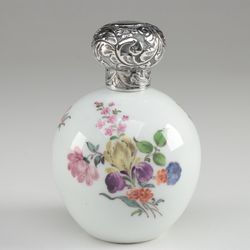 Lovely Dresden Perfume Bottle with Sterling Silver Lid