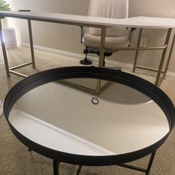 Black, Mirrored, Circular Coffee Table // Cash Only