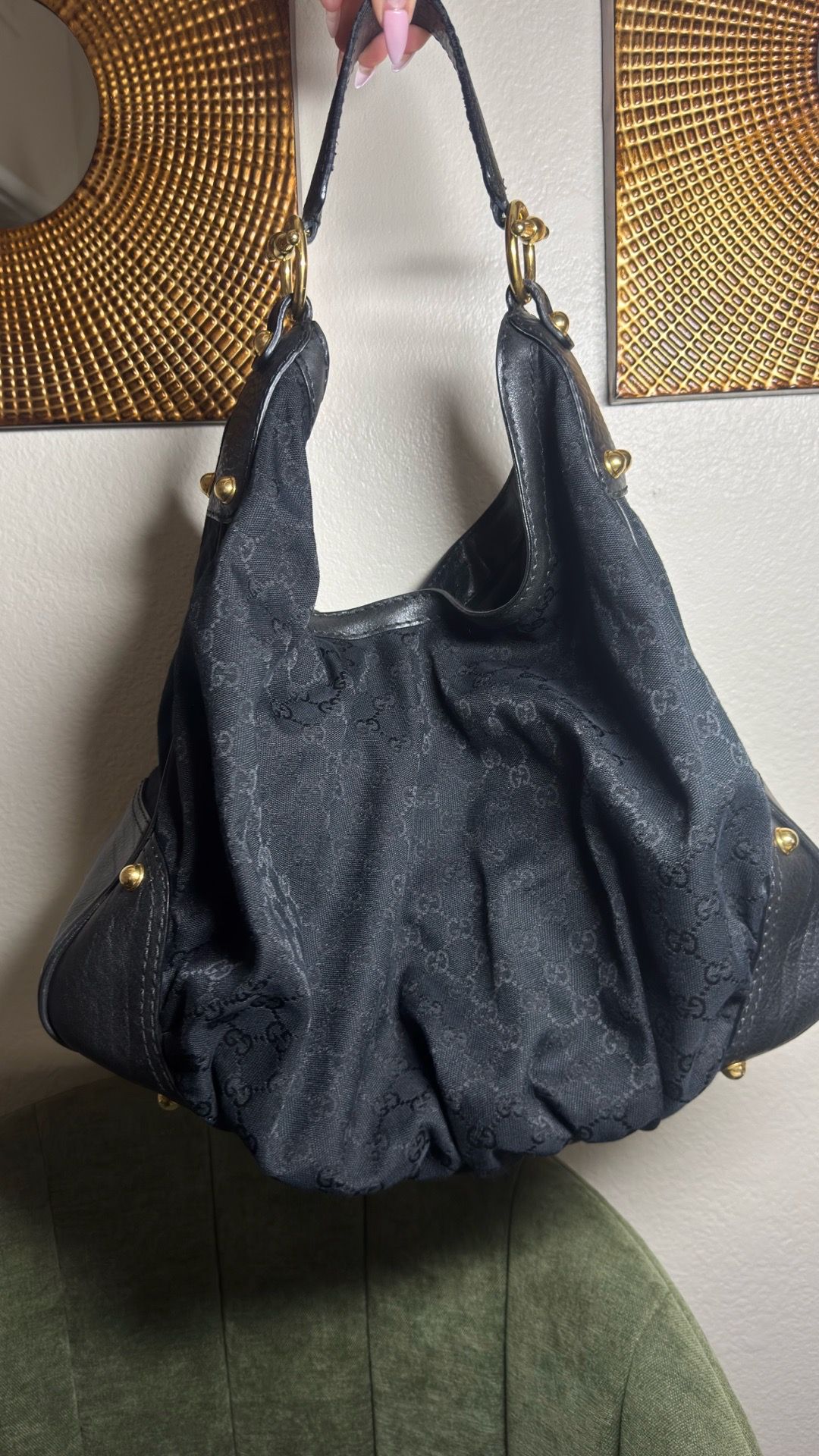 Vintage Gucci GG Canvas Jockey Hobo Bag