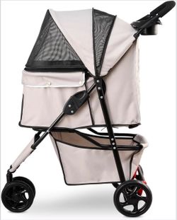 Pet Stroller-Umbrella and Mesh Canopy/Khaki/Brand New