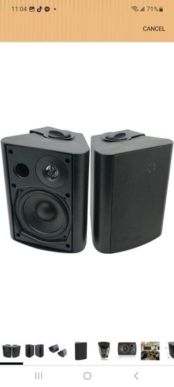 Herdio 5.25 Inch Indoor Outdoor Bluetooth Speakers Patio Waterproof Wired Wall Mount System 300 Watts (Black)