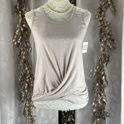 Culture Code Neutral Core Tank | Small | Minimalist Casual Chic Twist Top