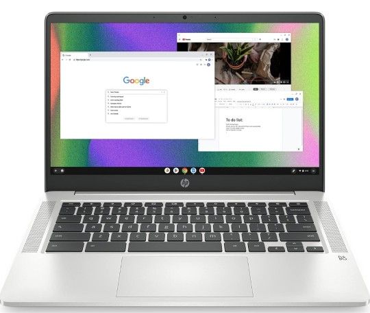 HP Chromebook 14 Laptop, Intel Celeron N4120, 4 GB RAM, 64 GB eMMC, 14" HD Display, Chrome OS, Thin Design, 4K Graphics, Long Battery Life, Ash Gray K