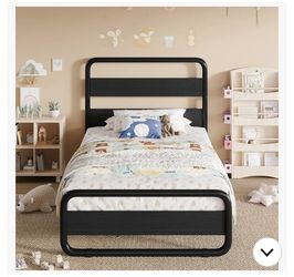 SHA CERLIN Twin Size Metal Bed Frame