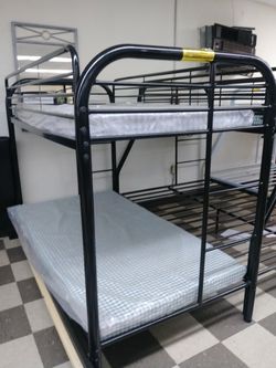 New metal Bunk bed with Mattress $ 350.00 with out mattress $ 199.00