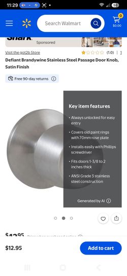 Defiant Brandywine Stainless Steel Passage Door Knob