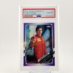 2021 Carlos Sainz Portrait Purple Refractor Psa 10