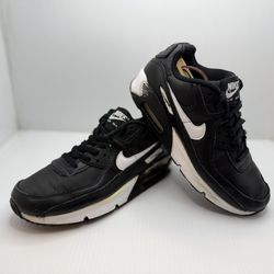 NIKE Air Max 90 LTR Leather Black White Shoes CD6864-010 Size 7Y