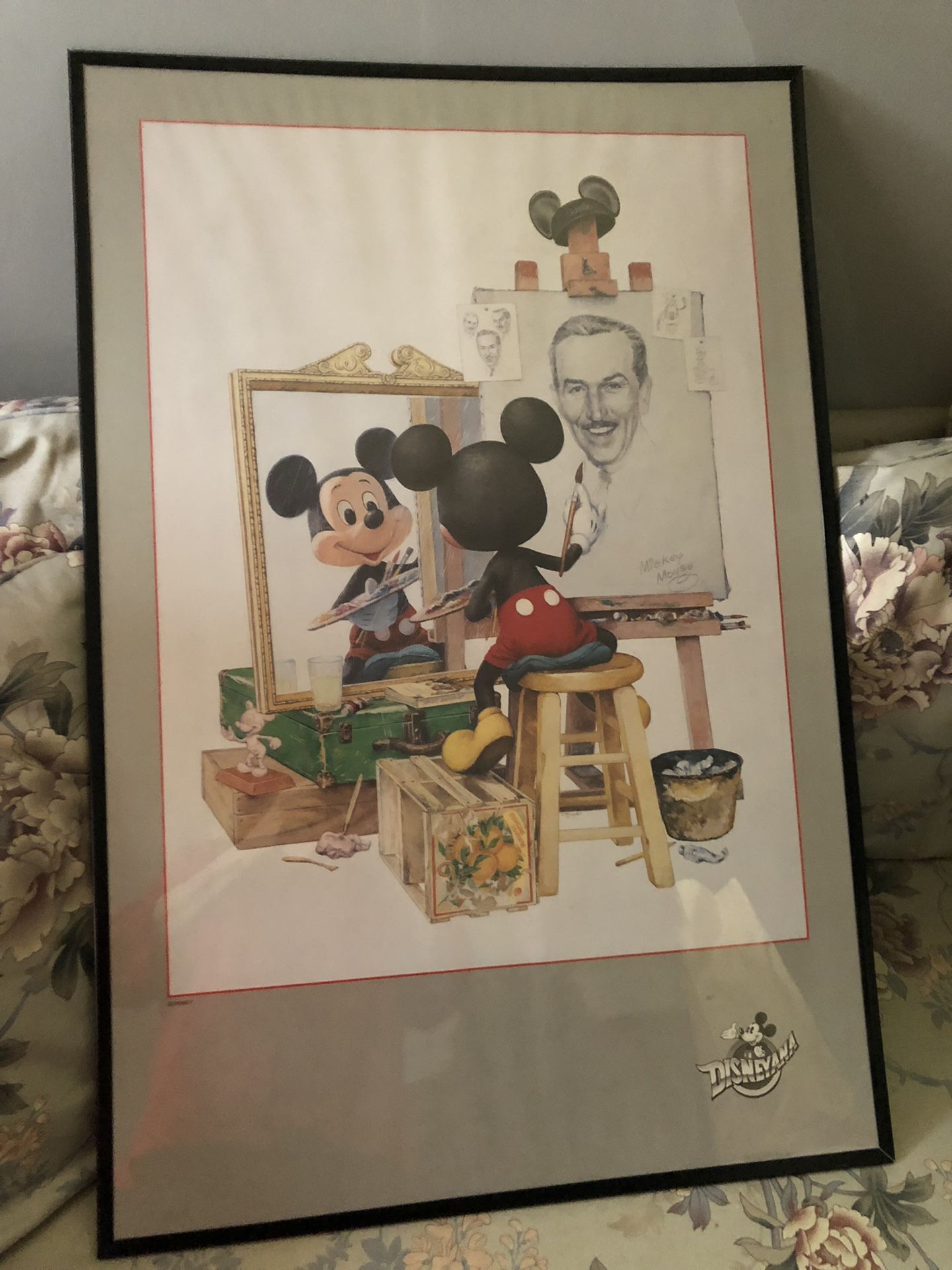 Walt Disney self portrait Mickey Mouse framed poster
