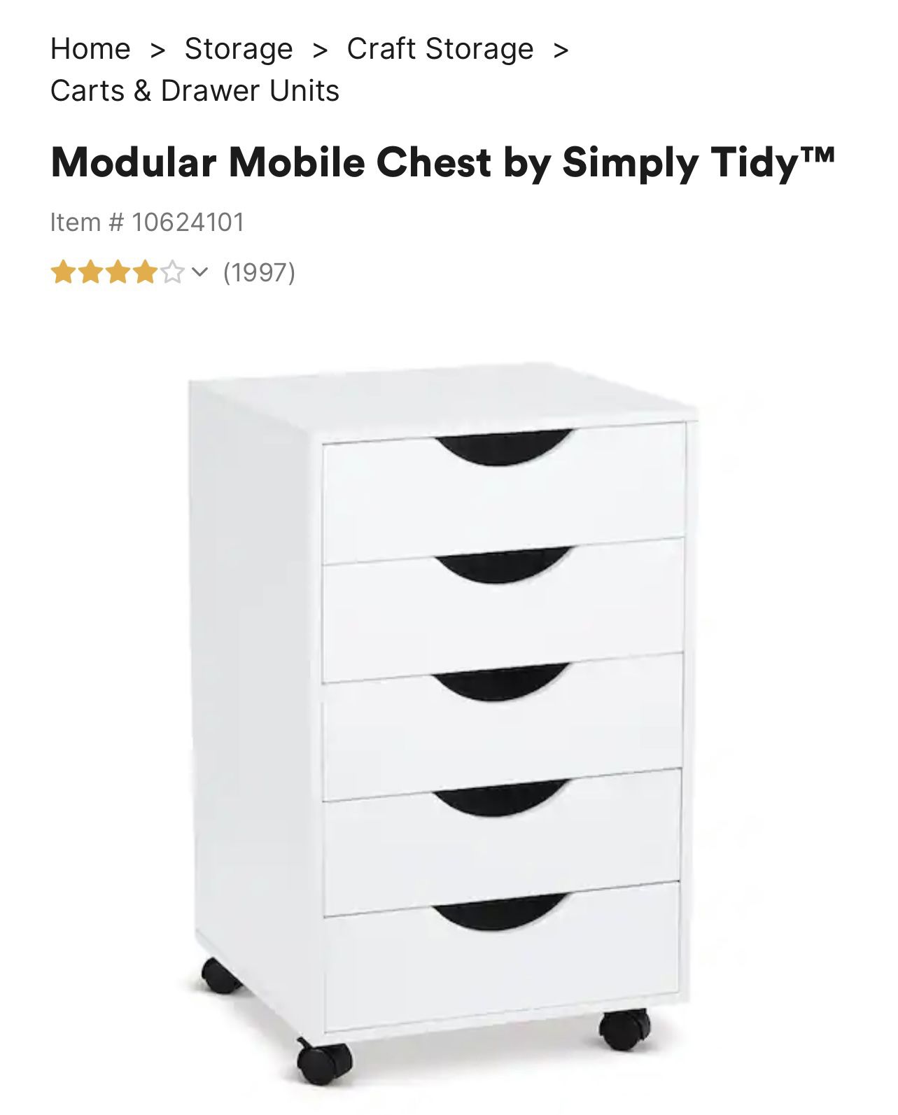 Modular Mobile Chest by Simply Tidy™, Michaels