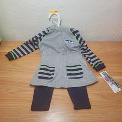 NFL 2 Piece Long Sleeve Hudded Girl's Outfit 12 Months - 4T