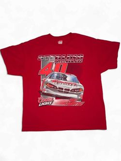Vintage 2000s Sterling Marlin NASCAR Tee L Red Chase Authentics Coors Light #40 Dodge Racing Shirt Coors Light Full Throttle 🏁🔥 Front: Sterling Ma