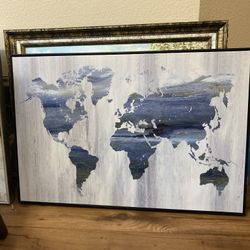 World Map Art Picture 3ftBy 2ft