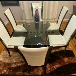 Camelia White-Espresso Rectangular Dining Set / Free Delivery /Dining table and Chairs 1009