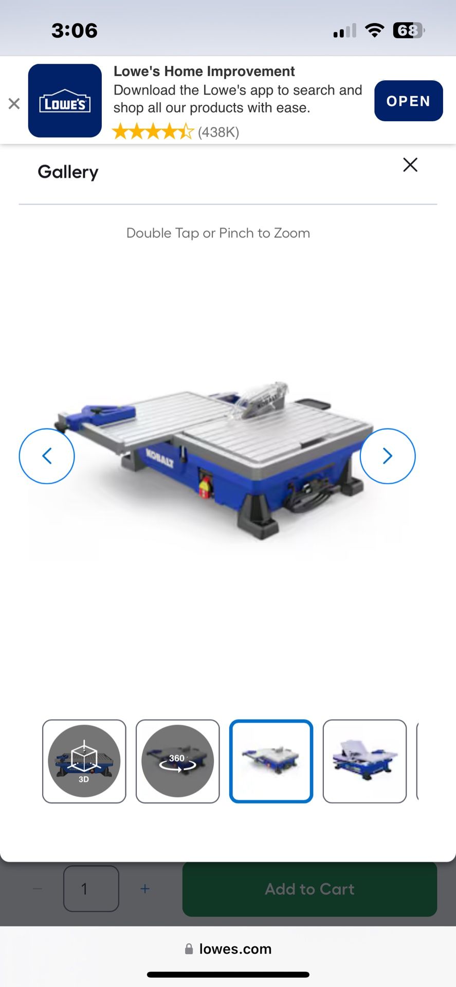 Kobalt Table Saw - sliding table wet tile saw