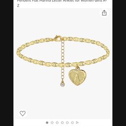 wowshow 14K Gold Plated Anklet with Initial Heart 