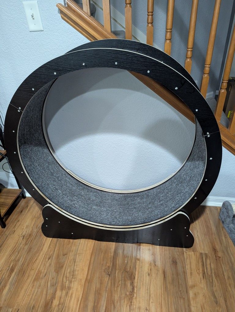 Large Cat Exercise Wheel 40 inch - Black Solid Wood Cat Wheel Exerciser for Indoor Cats