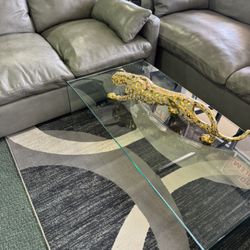 Top Grain Leather LIVING ROOM SET In Gray 