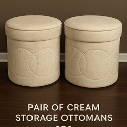 Cream Storage Ottoman Set 