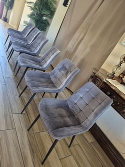 Set 6 chairs Velvet Grey