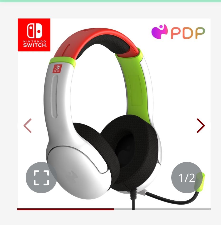 PDP AIRLITE Wired Headset, Officially Licensed Nintendo Switch/Lite/OLED, Lightweight Durable Headphones, 3.5mm Audio Jack, Noise-Canceling Flip-To-Mu