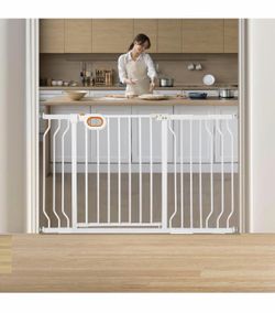 owlie Baby Gate for Stairs 29-52 Inch Wide, Safety Gate for Baby Adjustable Pet Gate with Door Pressure Mounted Gates for Kids Toddler Dogs Extension 
