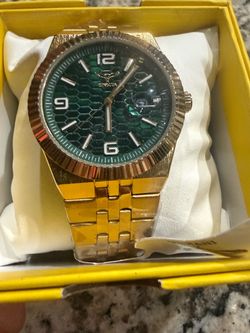 Invicta Gold-Tone Watch with Green Dial