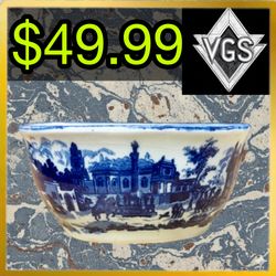 *Antique*  Blue Transferware Ceramic Bowl / Dish 1900