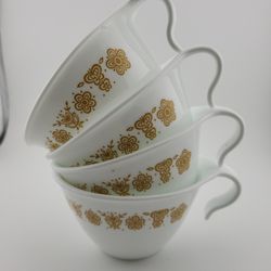 Butterfly Gold Vtg. Corelle Hook Handle Coffee Mugs  Set of 4