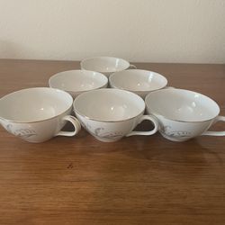 Set Of 6 Kaysons Fine China By Golden Rhapsody Coffee/ Tea Cups With Saucers
